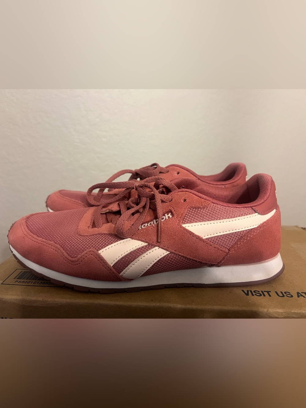 Reebok Women Coral Pink and White Retro Sneakers